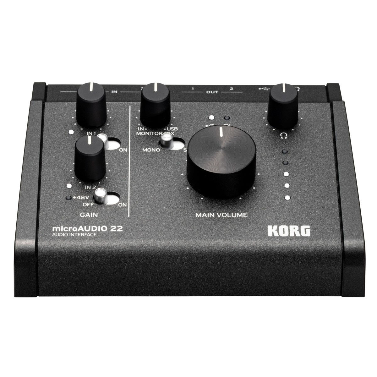Image of Korg microAUDIO 22 Audio Interface top view front angled