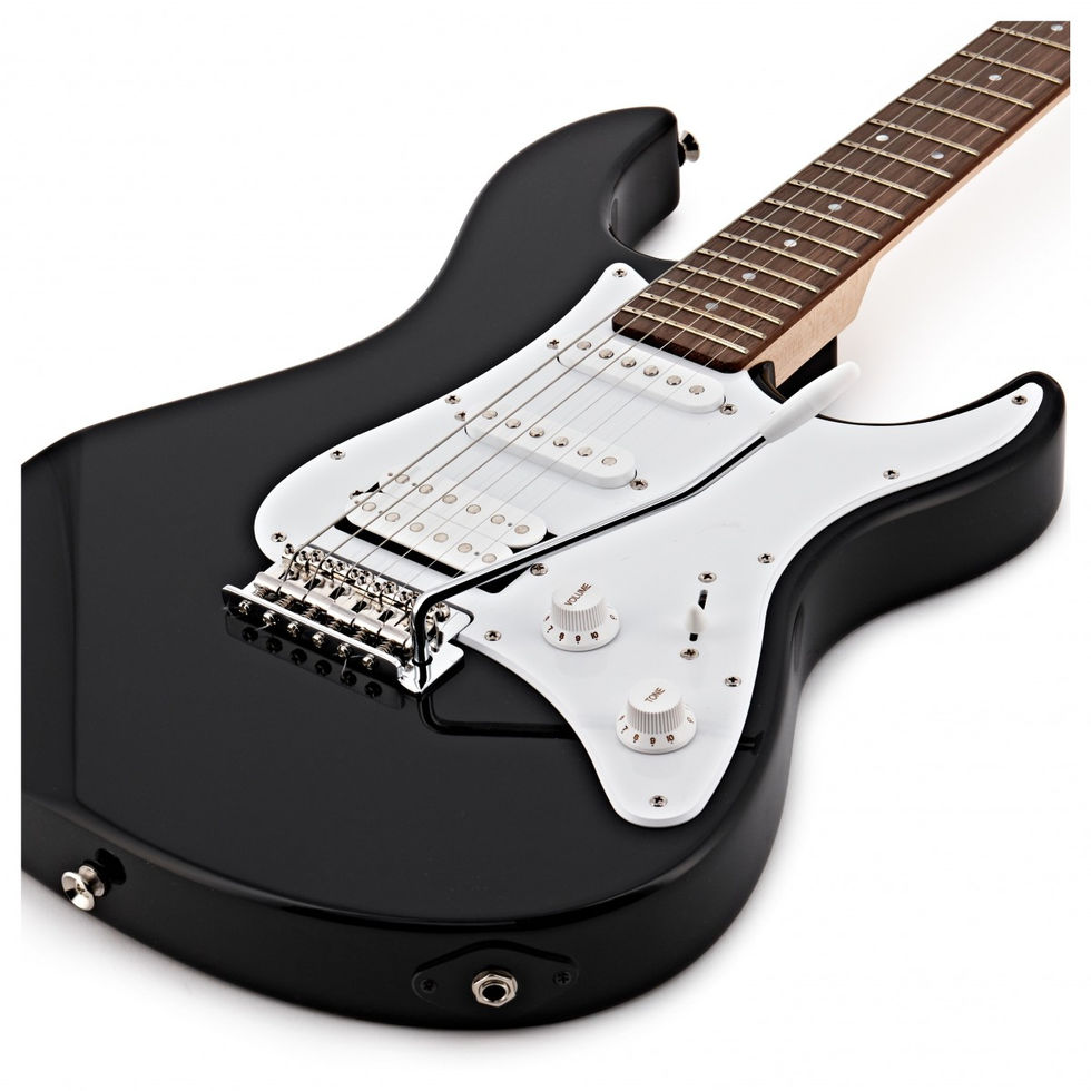 Image of Yamaha Pacifica 012 MKII Electric Guitar - Black top down angled view of body detail