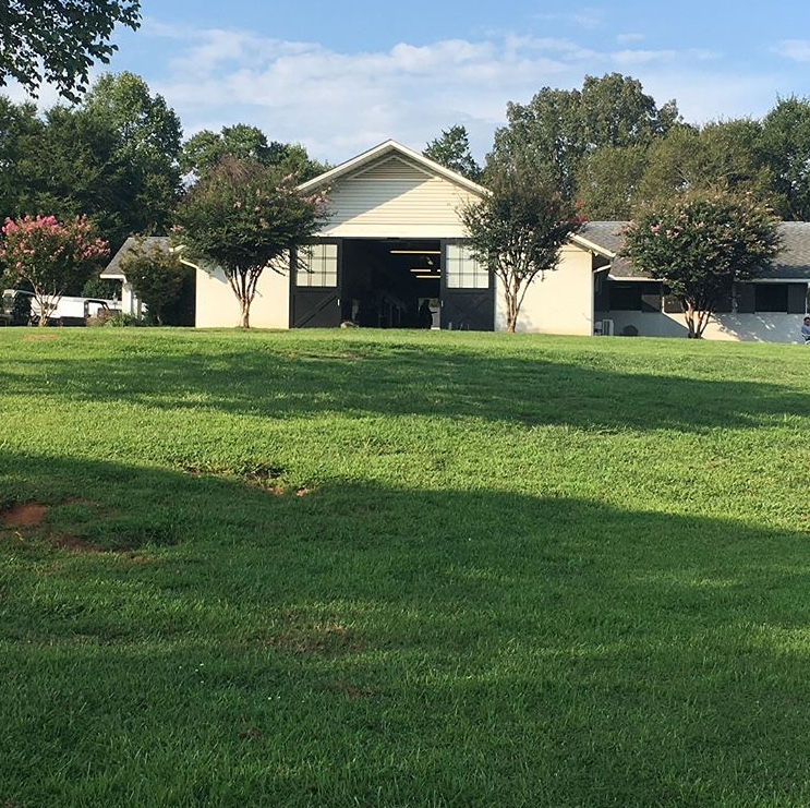 View of barn from arena