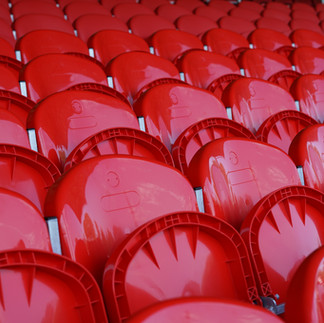 Close-up detail of a Link Mirage spectator seat supplied for Cheltenham Town FC