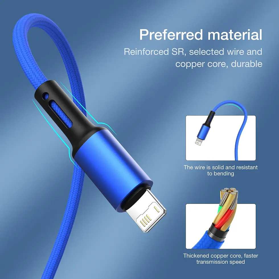 Thumbnail: Quick Charge USB Cable for iPhone 13 12 11 Pro X Max 6 6s 7 8 Plus Wire 3m