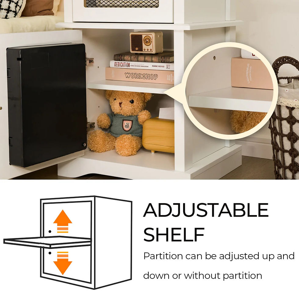 Thumbnail: LED Fireplace Nightstand with Drawer,Adjustable Light Bedside Table for Bedroom,