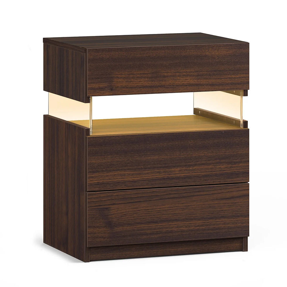 Thumbnail: LED Nightstands 3 Drawer Dresser for Bedroom End Table with Acrylic Board LED Be