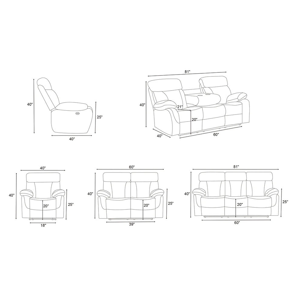Thumbnail: Power Recliner Sofa & Loveseat MR2041W Black