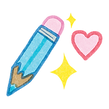 Illustrated pencil and heart icon for Kayleigh Castle website