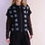 Thumbnail: Front view of NAYA NAW26177 Black wide-leg pull-on trousers with flowing jersey overskirt panels