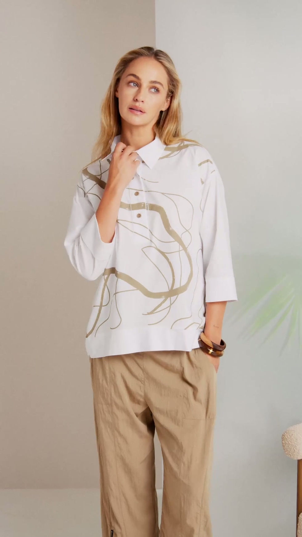 Thumbnail: 222 NAYA Pull Up Trouser With Zip Detail At Cuff Hem