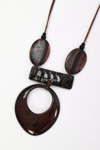 Thumbnail: NAYA Elongated Disc Necklace with Stripe Bar & Disc