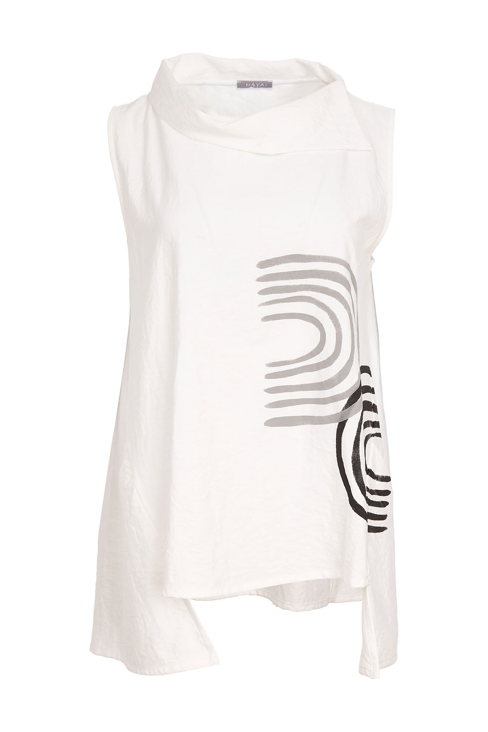 Thumbnail: 261 NAYA Placement Print Top With Collar And Cut Out Hem