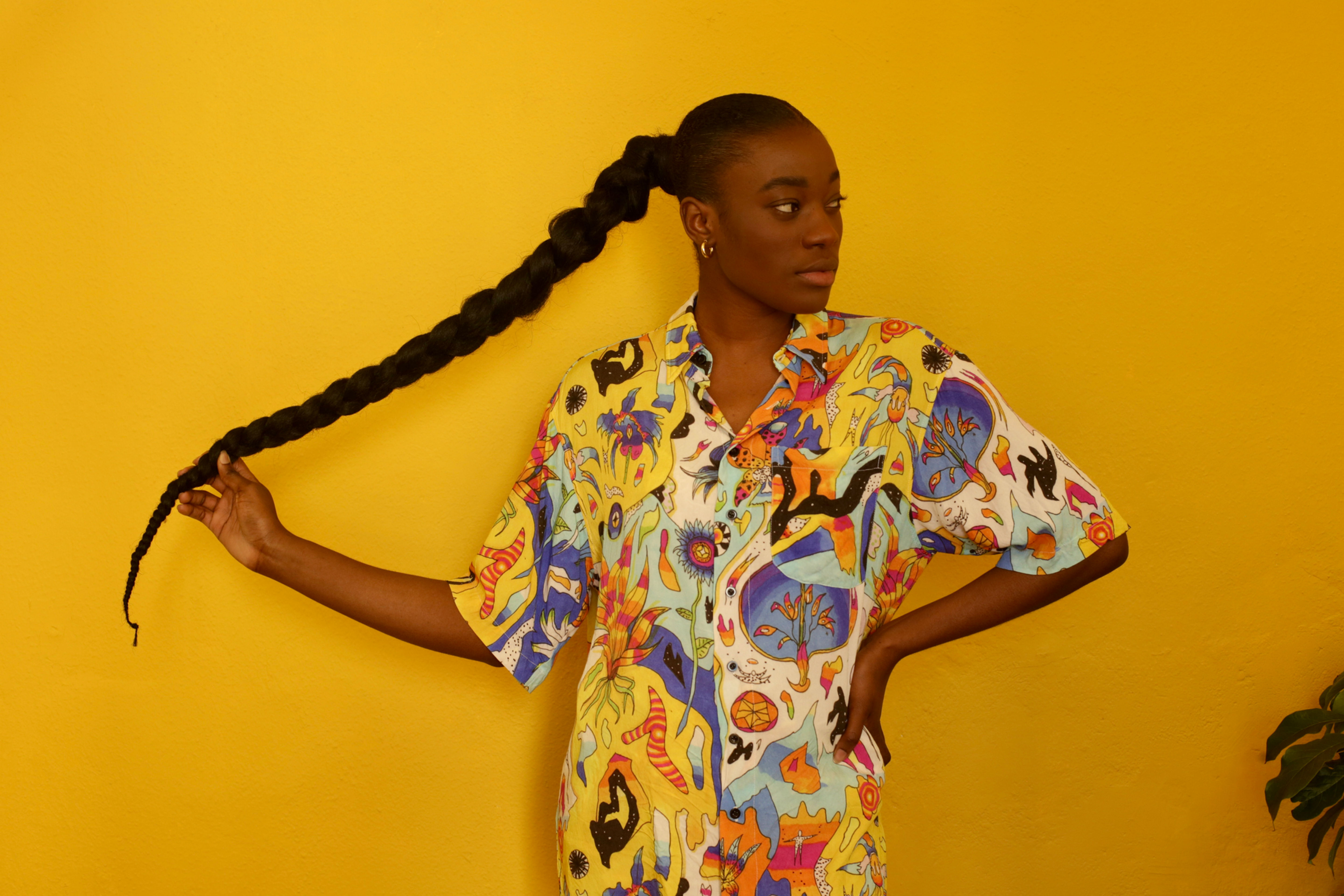 Camisa Manga Curta Floral Psicodélico