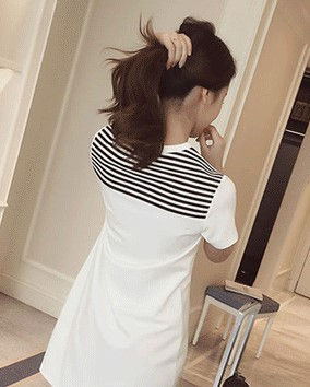 Thumbnail: 韩版学院修身时尚百搭中长款T恤女连衣裙潮 Korean College Slim fashion wild long section T-shirt dress