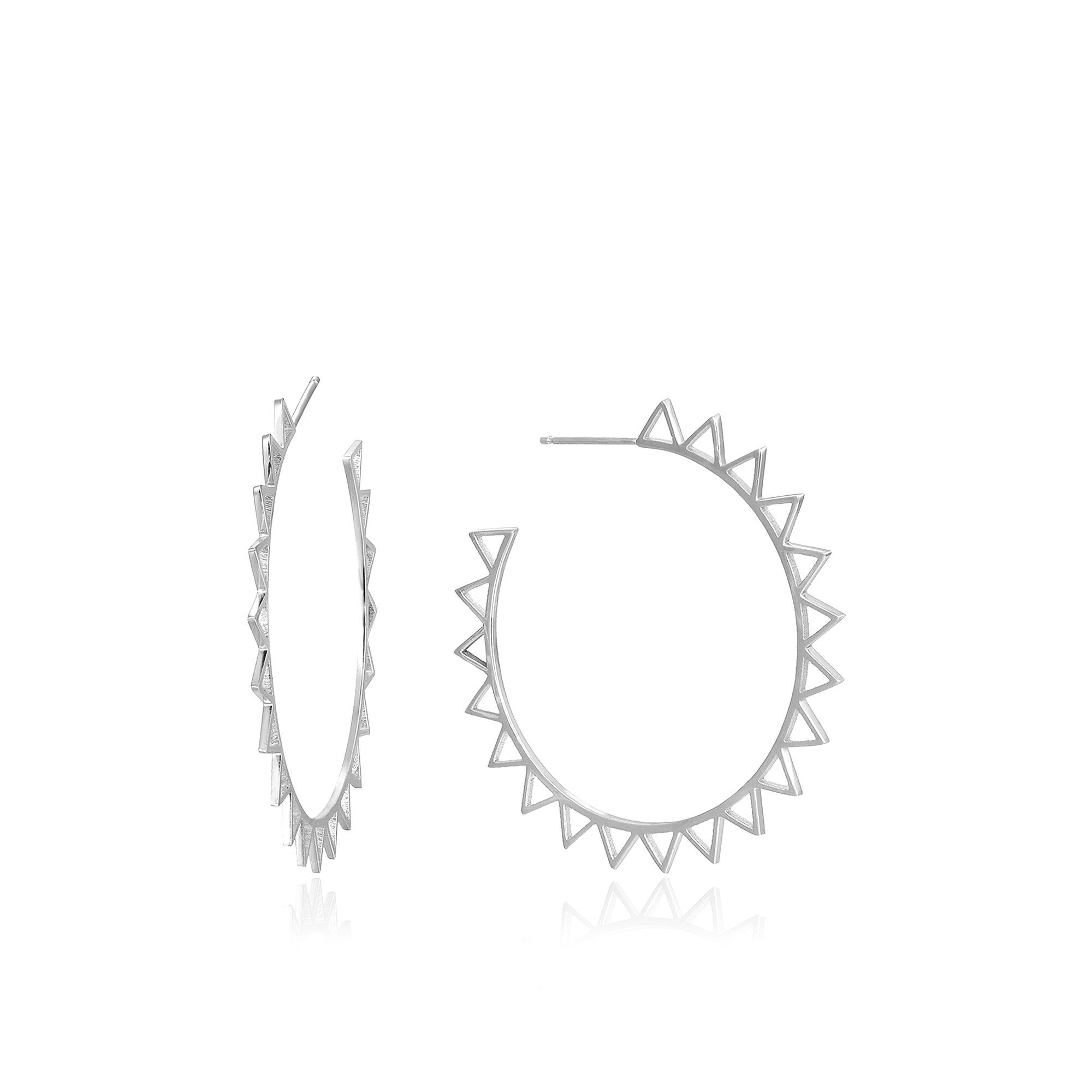 Silver Spike Hoop Earrings