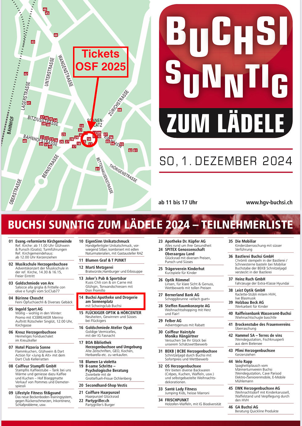 OSF 2025 I Ticketverkauf am Buchsi Sunntig 01.12.2024