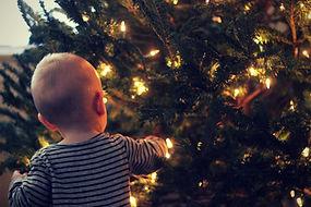Baby Admiring a Christmas Tree