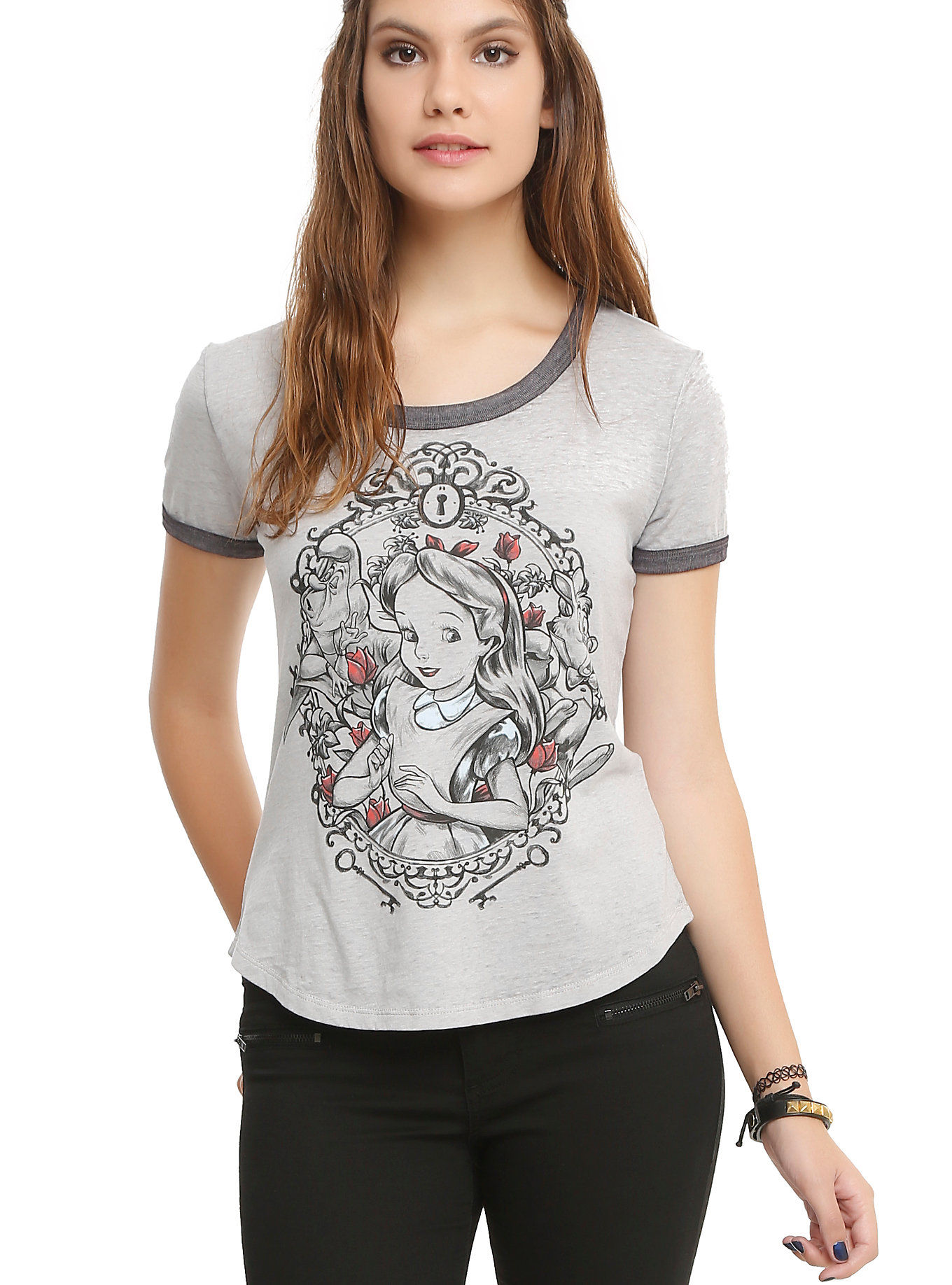 DISNEY ALICE IN WONDERLAND FRAME BURNOUT GIRLS RIN