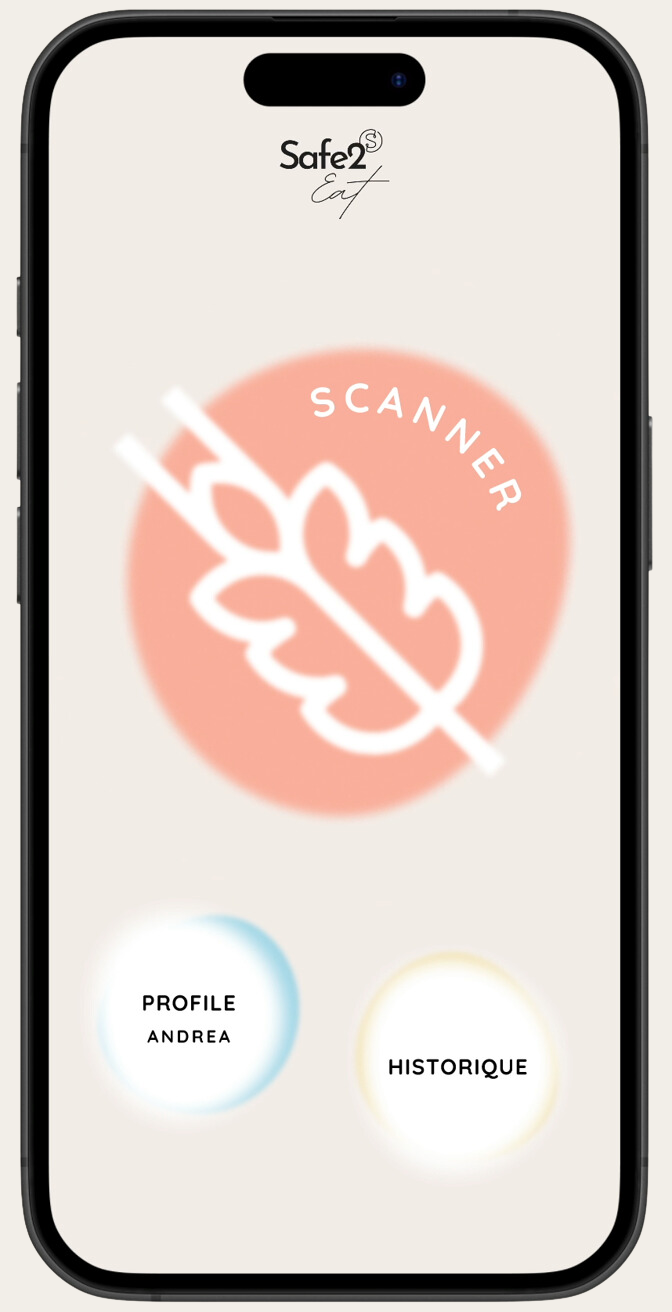 Interface de l'application Safe2Eat