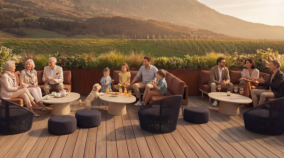 Restaurant terrace in Champagne