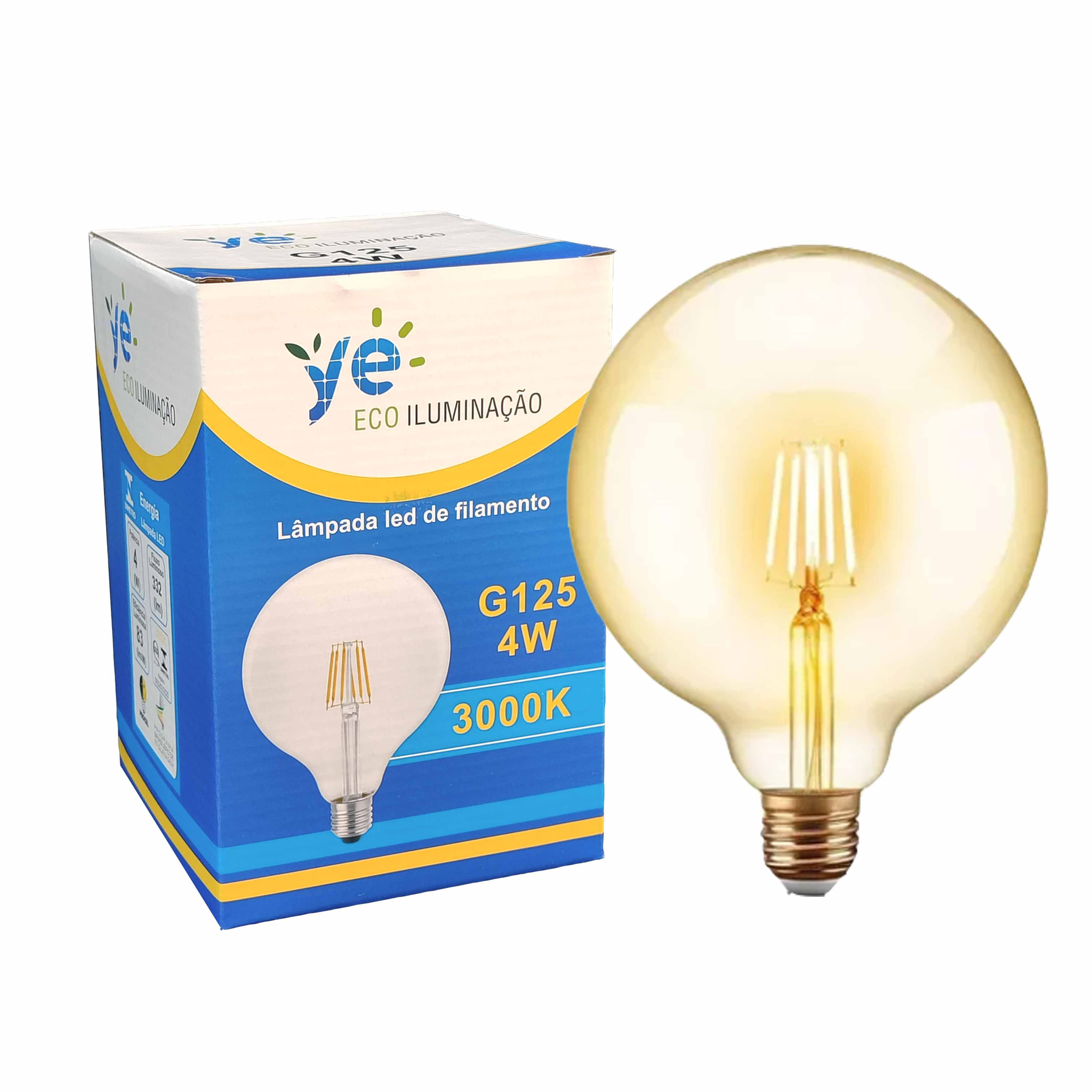 Lâmpada Led Filamento 4w 3000k G125 E27 Bivolt