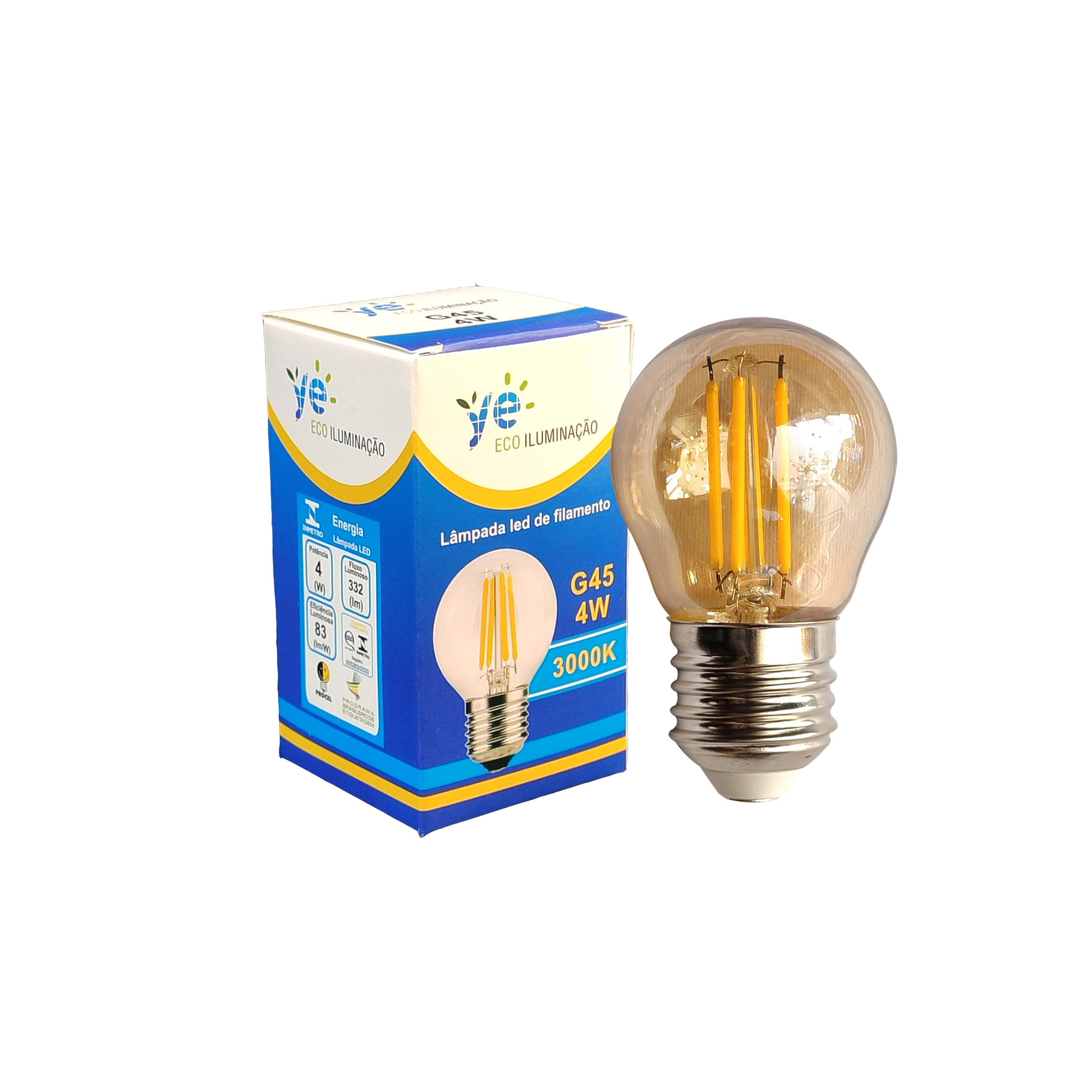 Lâmpada Led Filamento 4w 3000k G45 E27 Bivolt