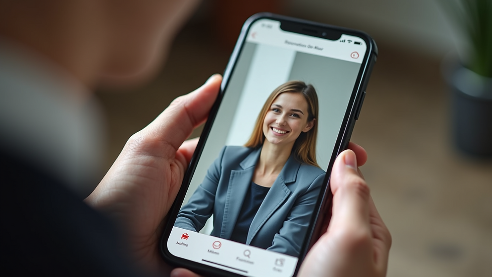 Close-up view of a smartphone displaying a video call with a counselor