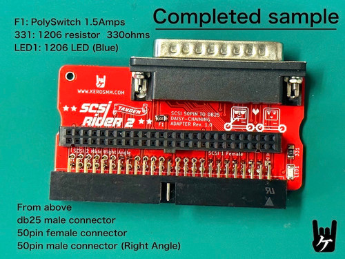 SCSI RIDER2 Fully Completed and Bare PCB kit, DB25 to 50pin