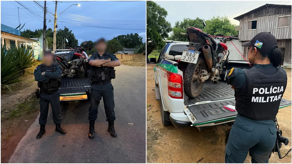 Policiais militares apreenderem motocicleta roubado usada em fuga de furto (Foto: Divulgação)