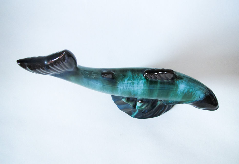Thumbnail: Blue Mountain Pottery swimming salmon figurine made in Canada