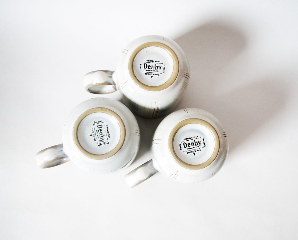 Thumbnail: set of 3 Denby Mist Falls straight sided mugs