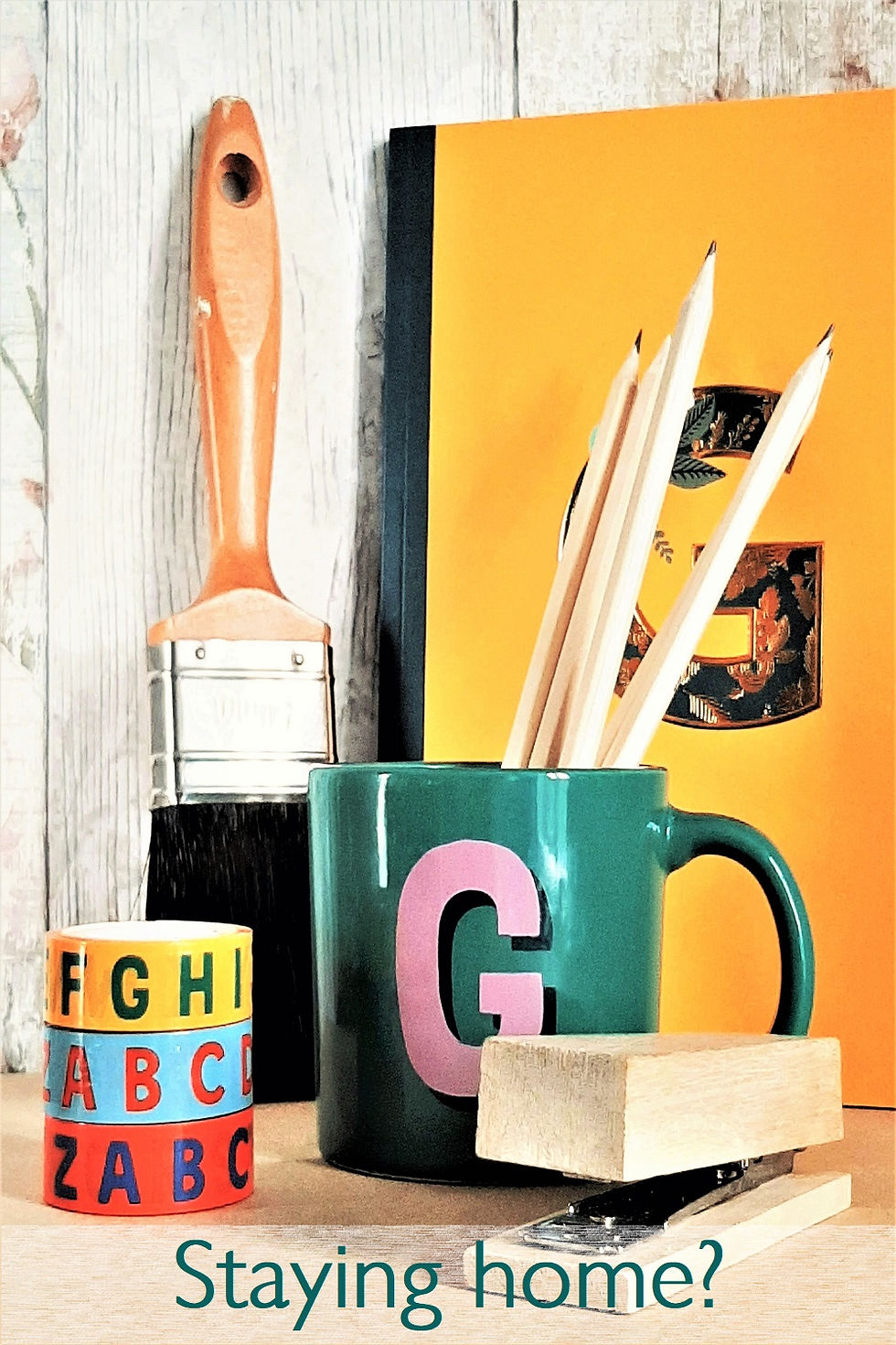 Notepad, decorating brush, mug, stationary