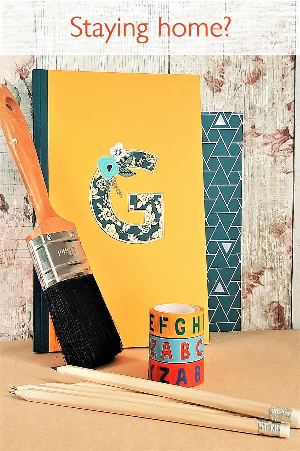 Two notepads, decorating brush, stationary