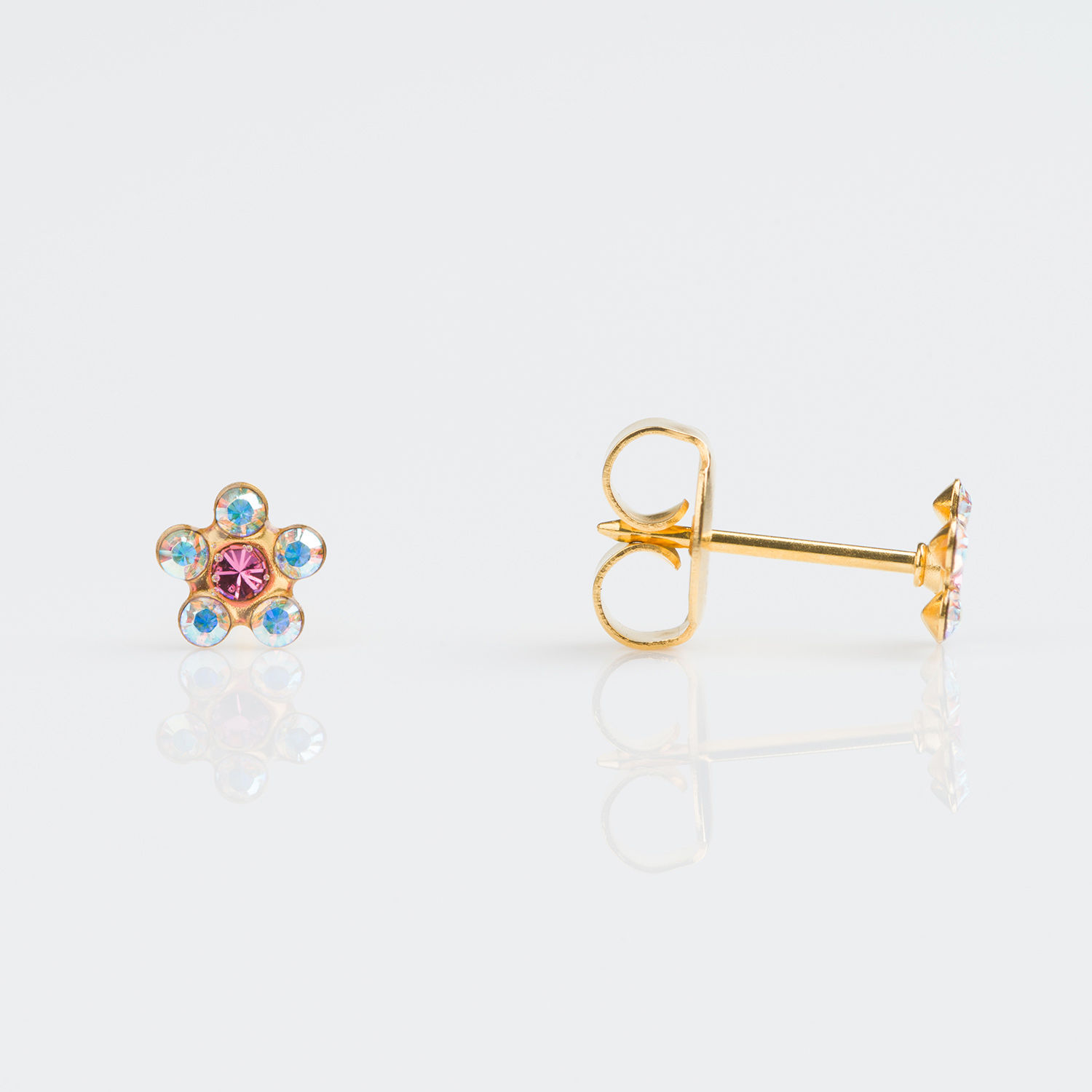 Gold Plated 6 Stone AB Crystal – Rose Daisy / 7511 - 6510