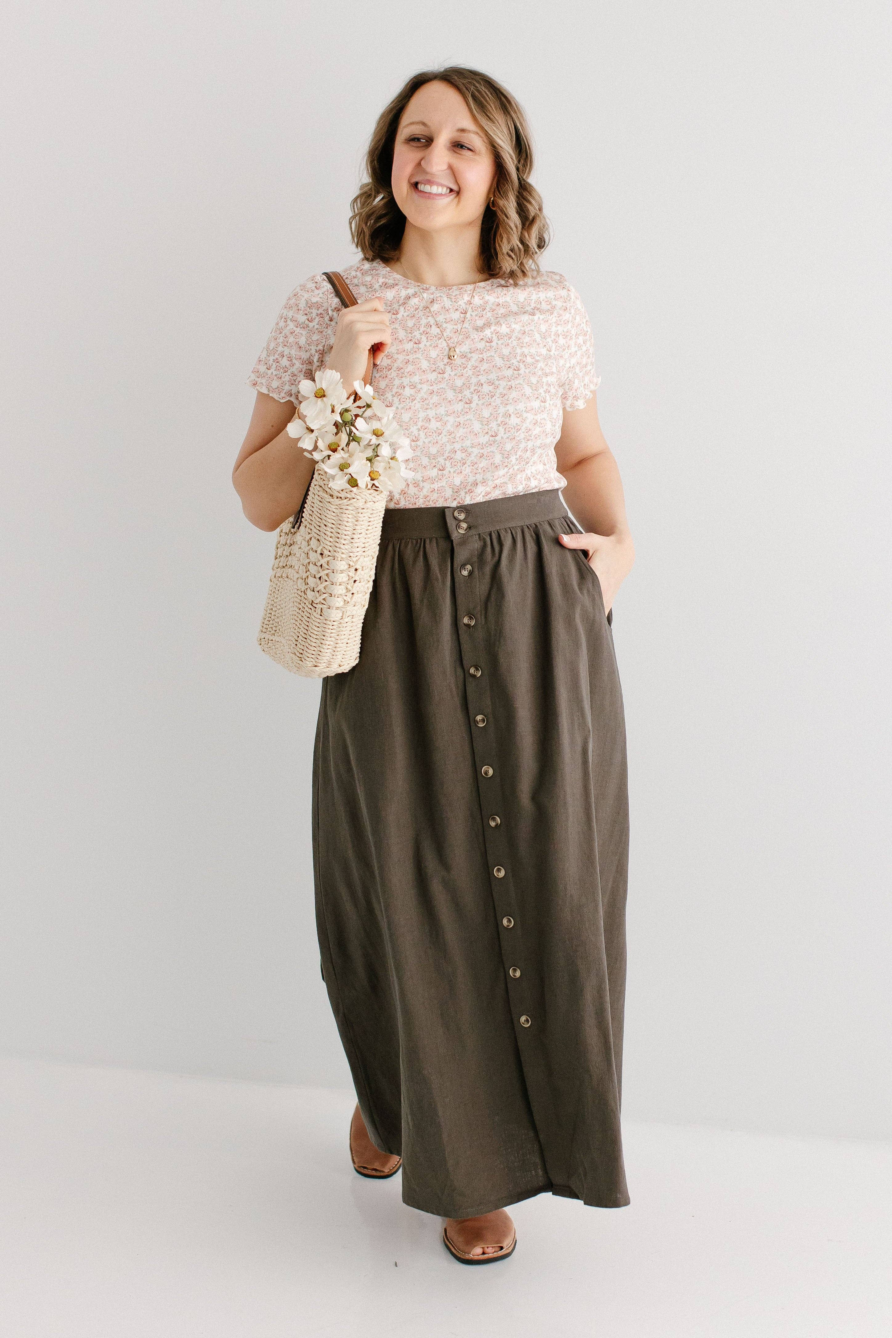 'Tirzah' Button Front Maxi Skirt