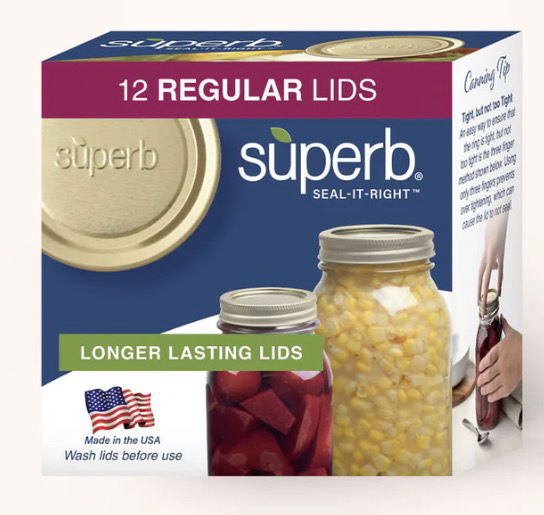 Superb Canning Jar Lids-Standard /Regular Size- 12 pack