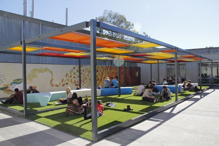 Example of a roof garden shaded study space