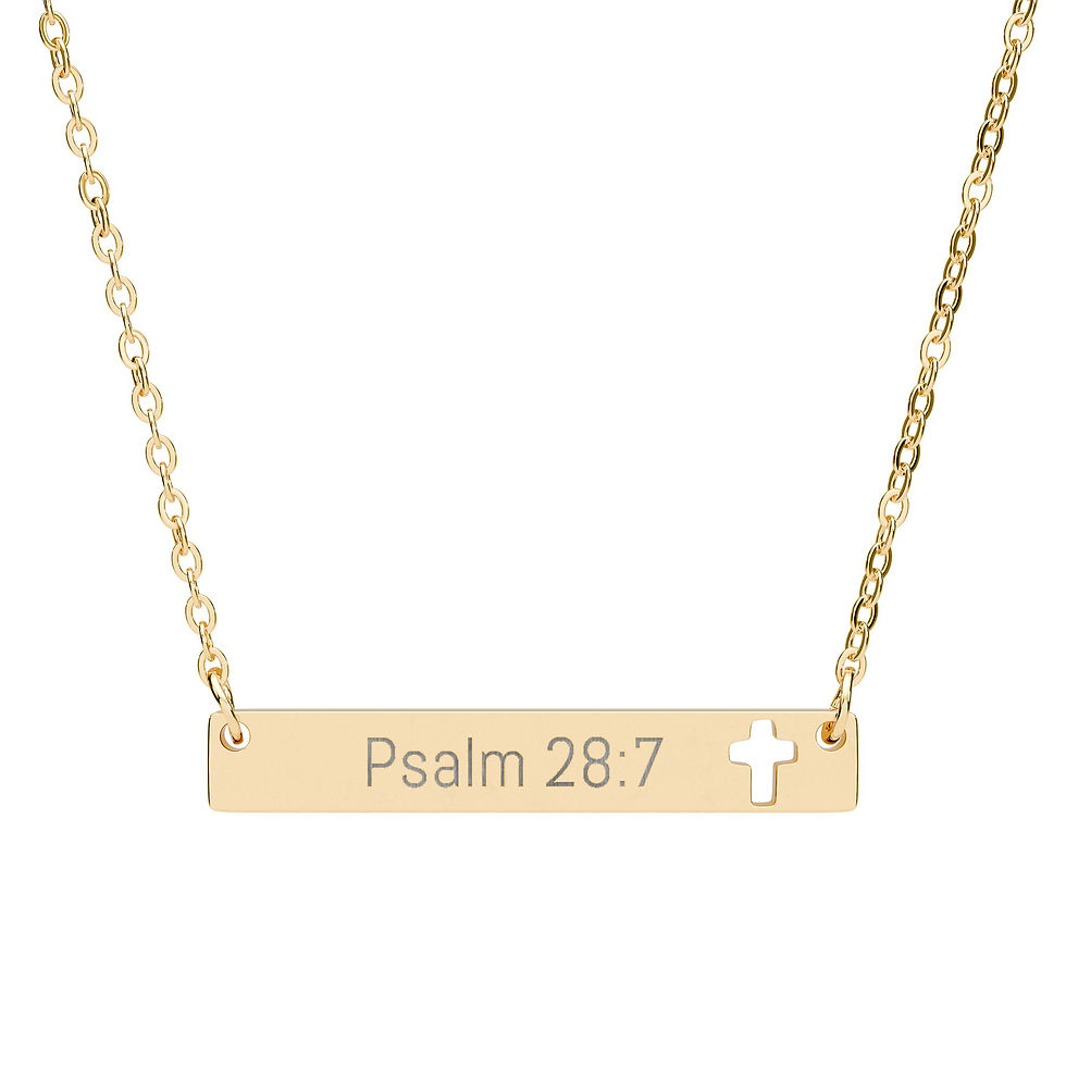 Thumbnail: Psalm 28:7 Cutout Cross Bar Necklace