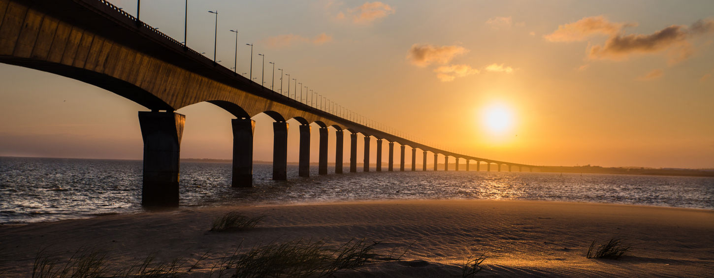 The Île de Ré Bridge at sunset