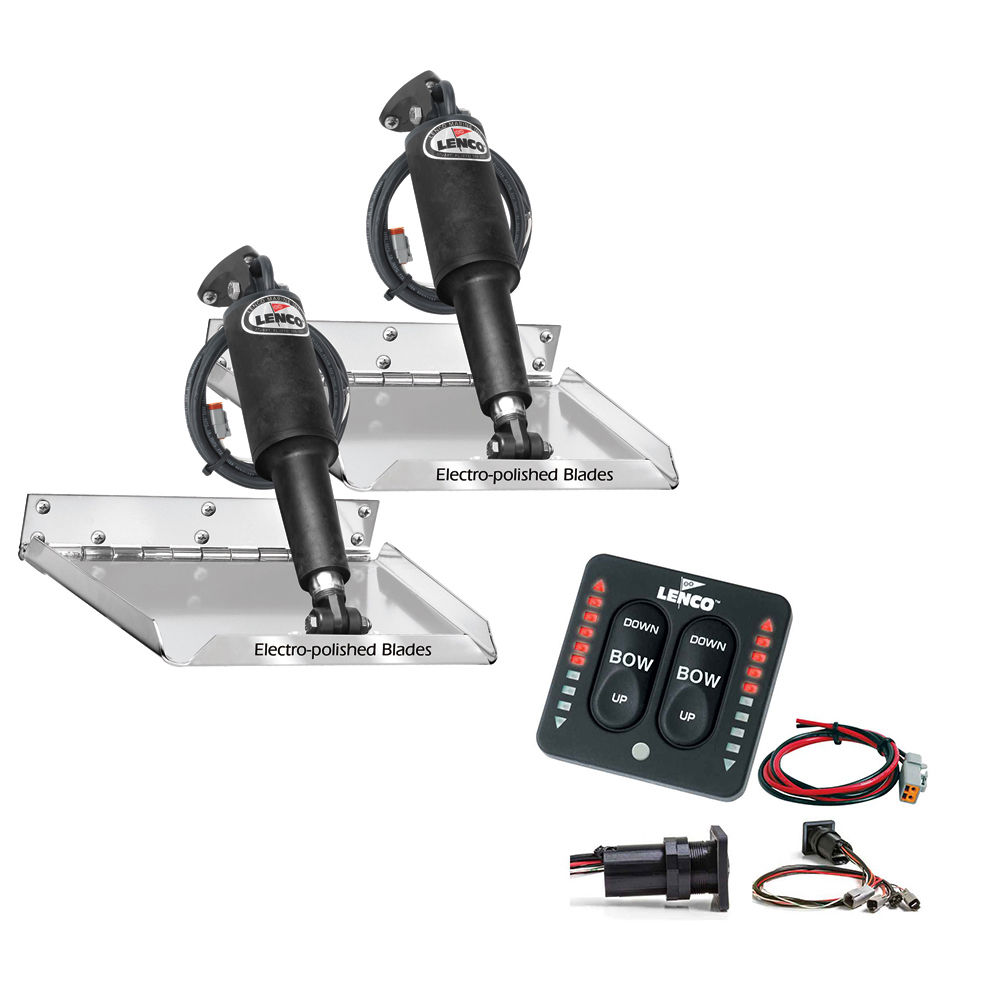 LENCO 16" X 12" STANDARD PERFORMANCE TRIM TAB KIT W/LED INDICATOR SWITCH KIT 12V
