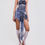 Thumbnail: Denim Printed Mesh Asymmetric Mini Dress With  Cut Outs