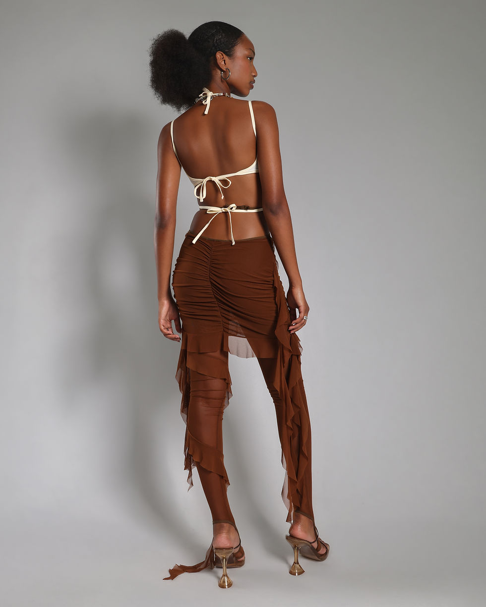 Thumbnail: Brown Mesh Frill Leggings