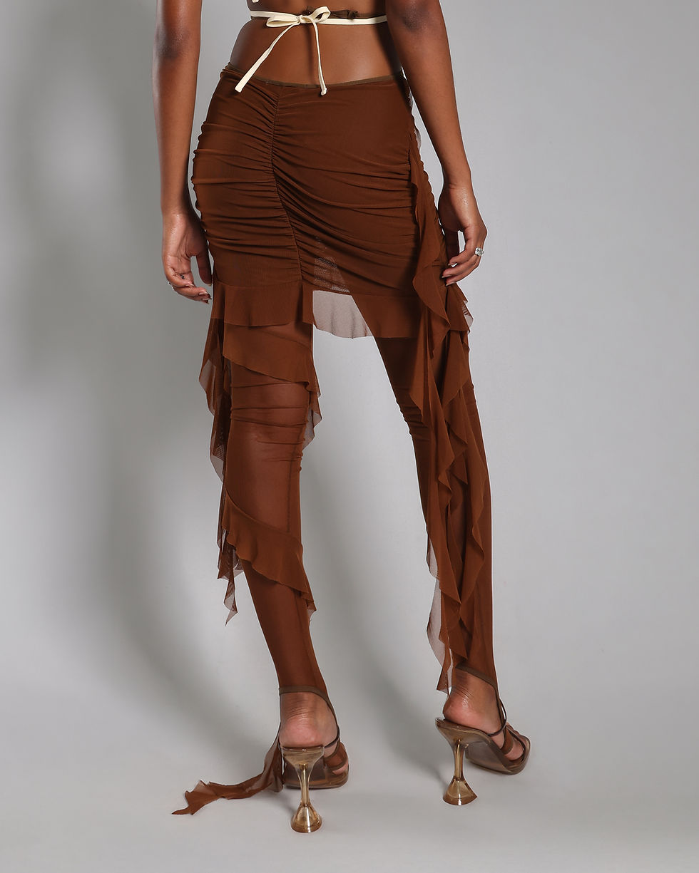 Thumbnail: Brown Mesh Frill Leggings