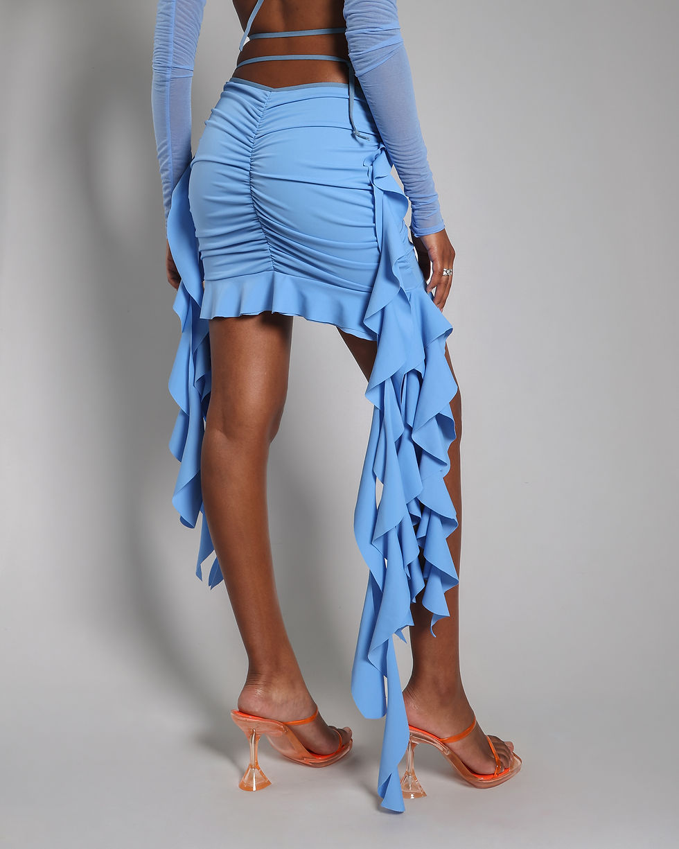 Thumbnail: Blue Lycra Frill Skirt