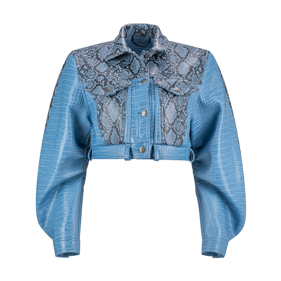 Blue Snake Leather Jacket