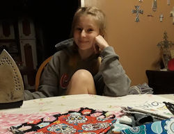 Chessa making masks!