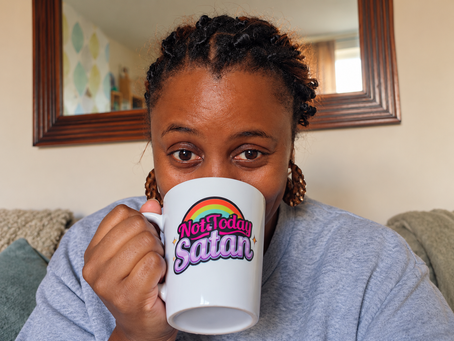 Me with mug in cosy living room