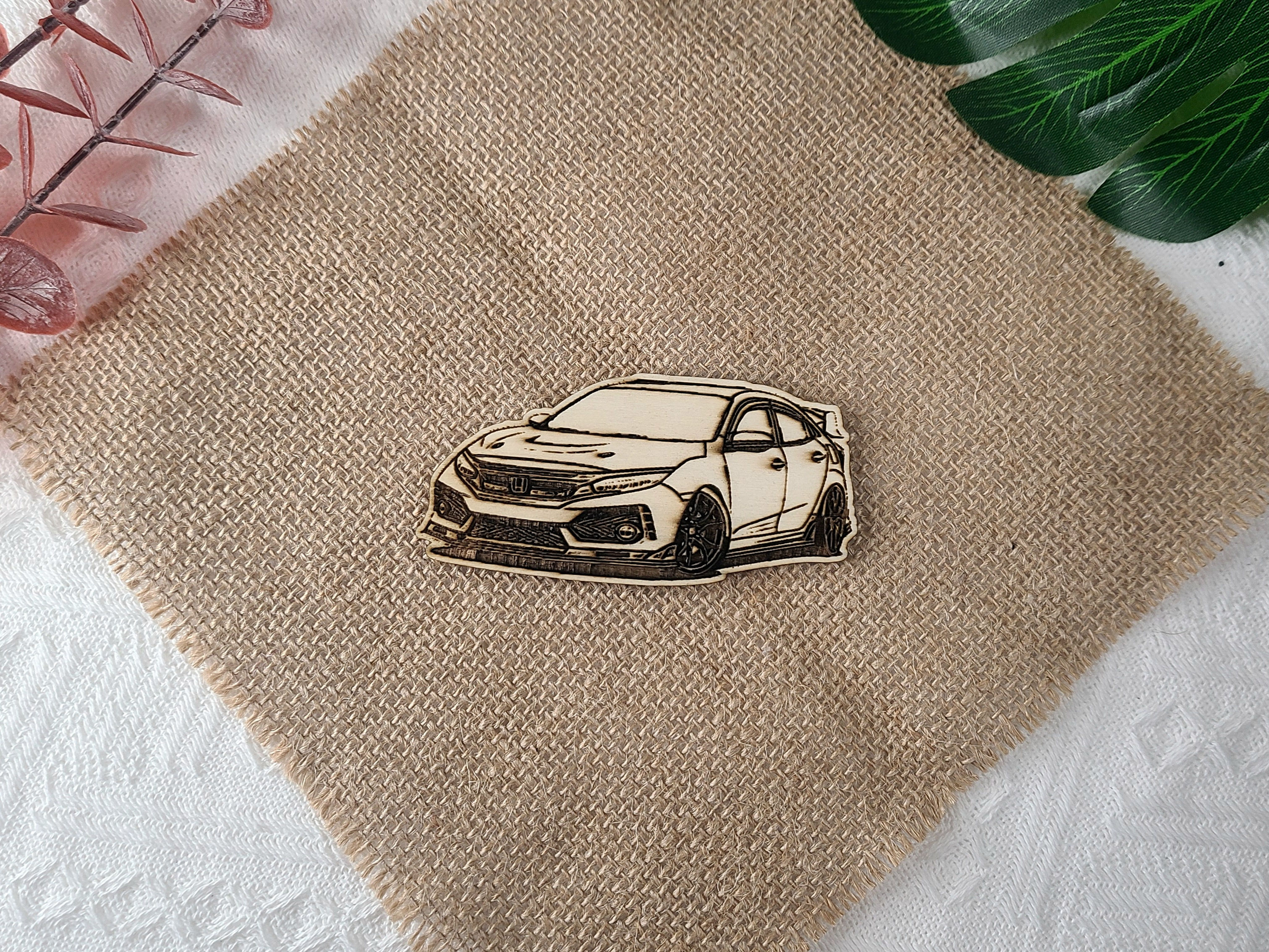 Honda Civic EK Type R Wood Fridge Magnet
