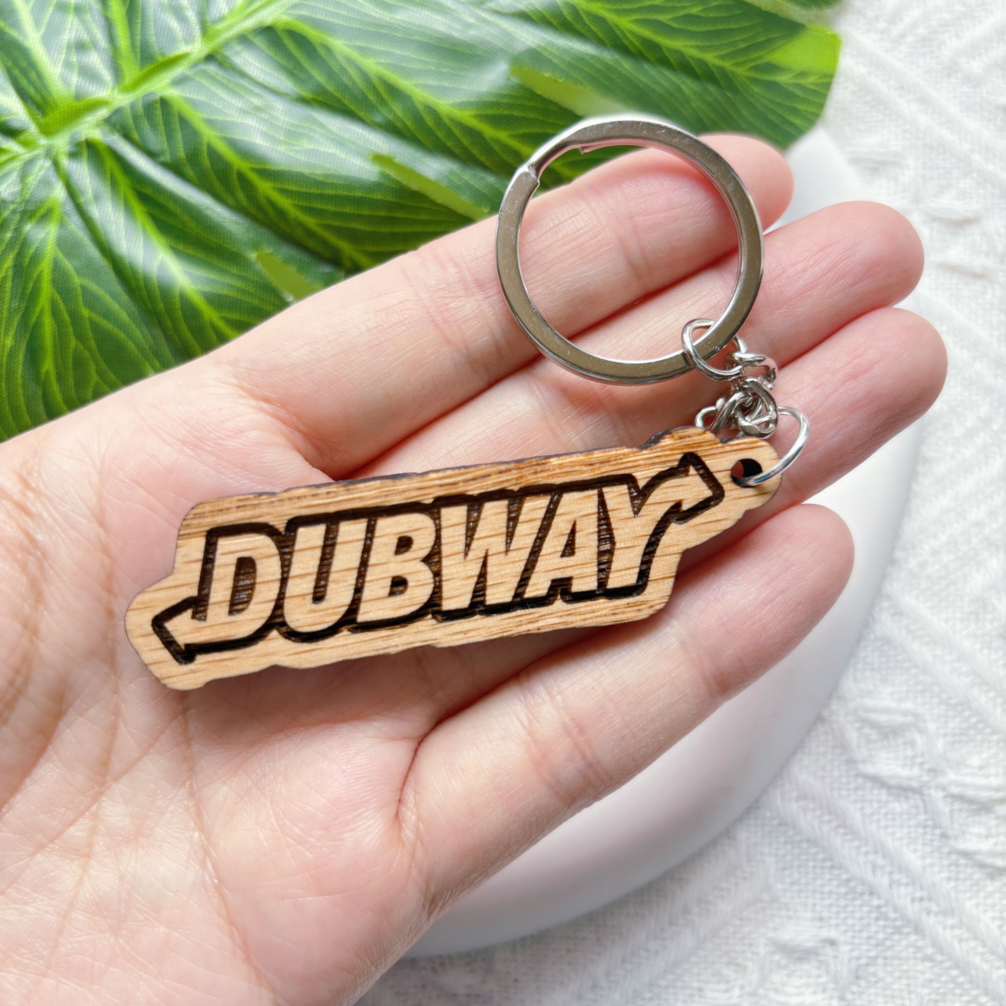 DUBWAY Solid Oak Wood Keychain/Pendant