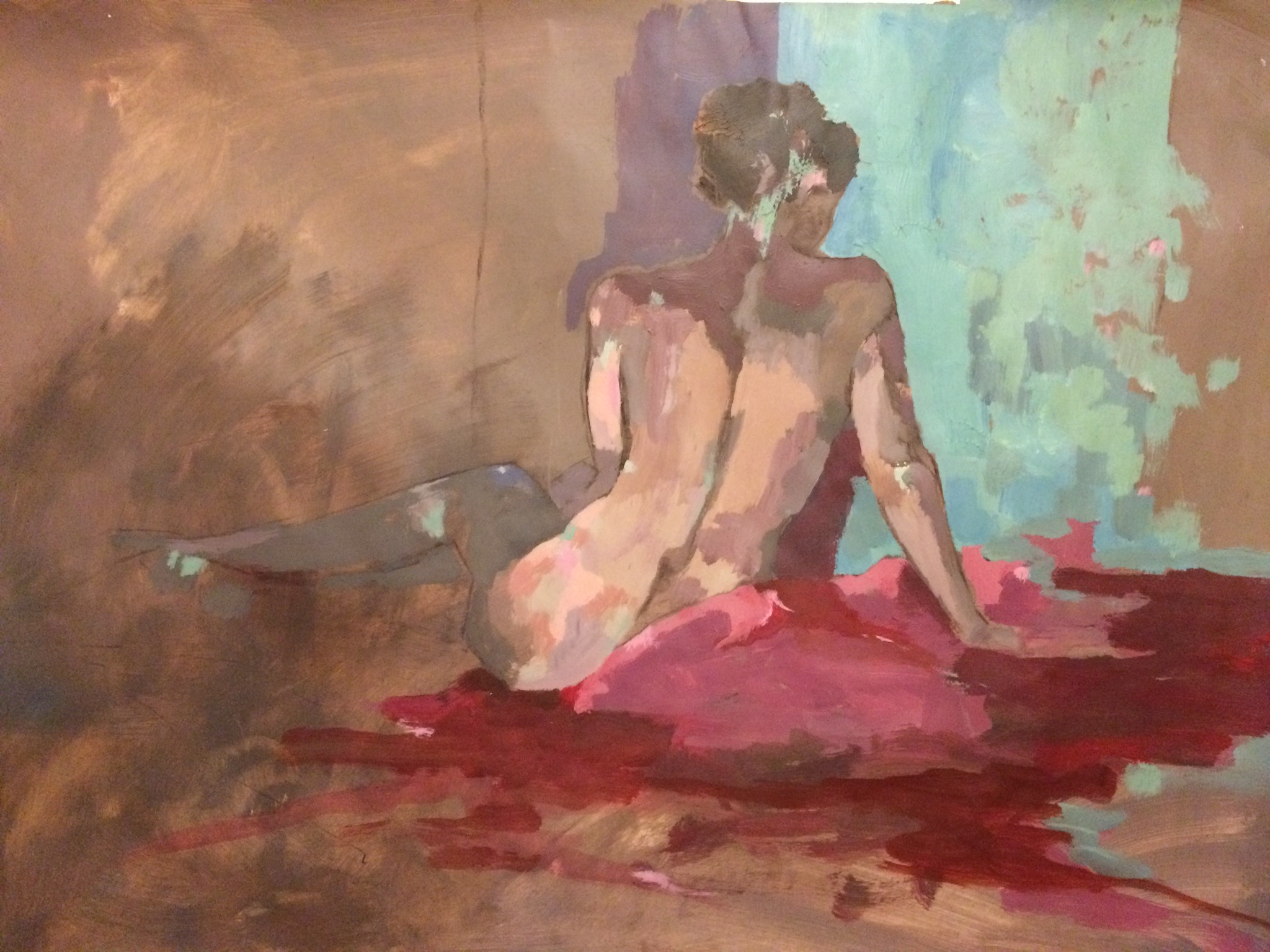 'Figure in Rose and Teal'