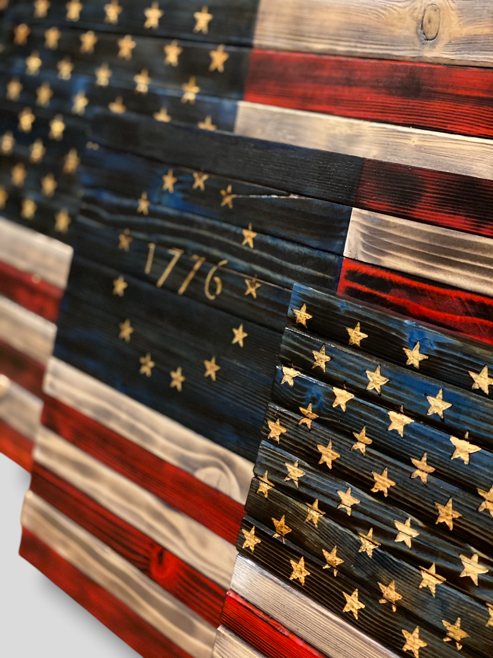 Thumbnail: Rustic Full Color Wooden American Flag