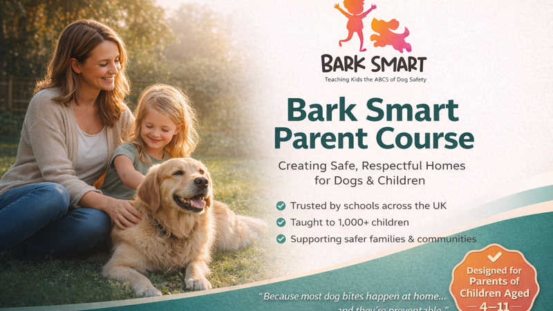 “Bark Smart for Parents online course teaching families how children and dogs can live safely together”