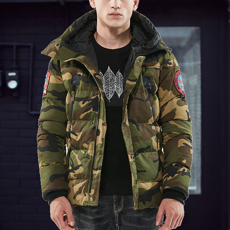 Thumbnail: Winter Jacket Men Camouflage Hooded Parka Thick Warm Coat